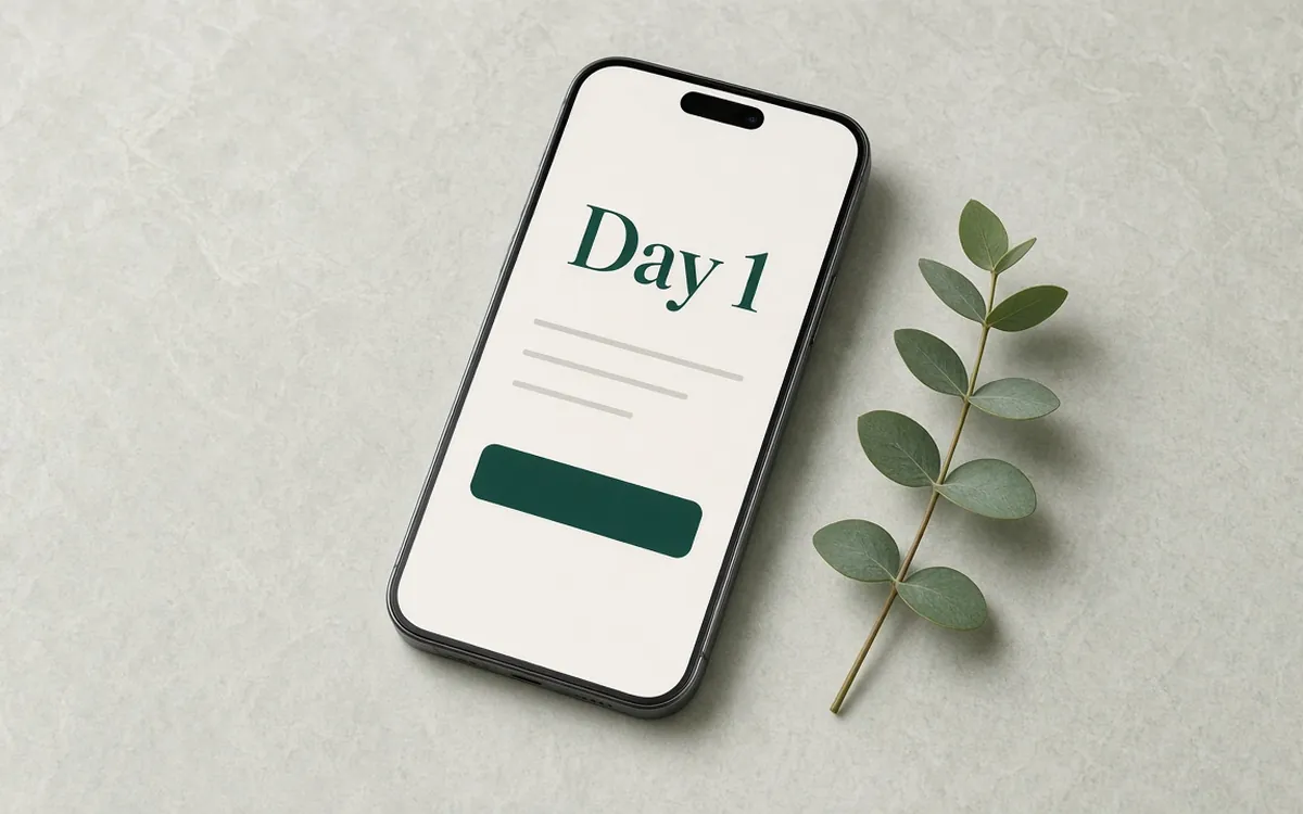 Preview of the Day 1 Sunday Reset email on a phone.